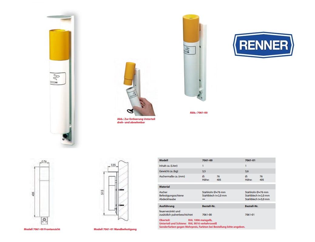 Wand asbak Sigaret-design 7061-00