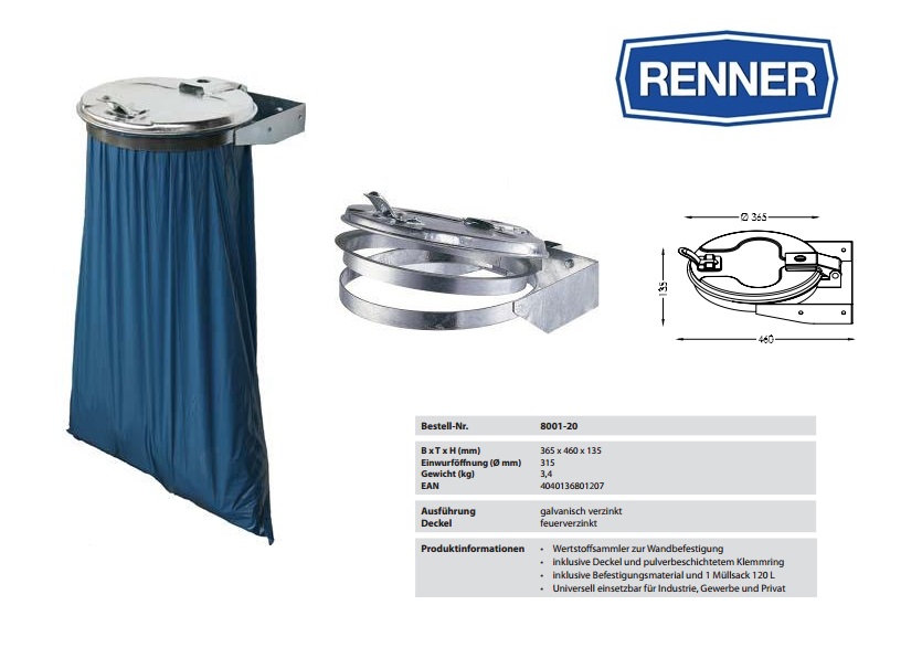 Afvalzakhouder voor 70-120 l afvalzak Blauw | DKMTools - DKM Tools