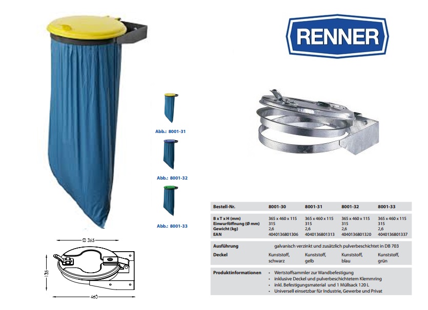 Afvalzakhouder voor 70-120 l afvalzak Gegalvaniseerd | DKMTools - DKM Tools