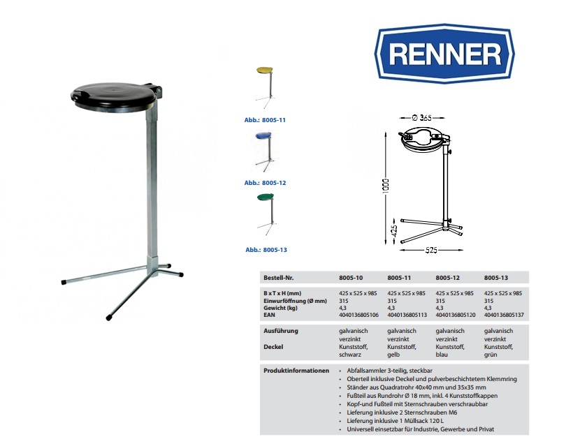 Afvalzakhouder met Steunframe  70-120 l zwart | DKMTools - DKM Tools