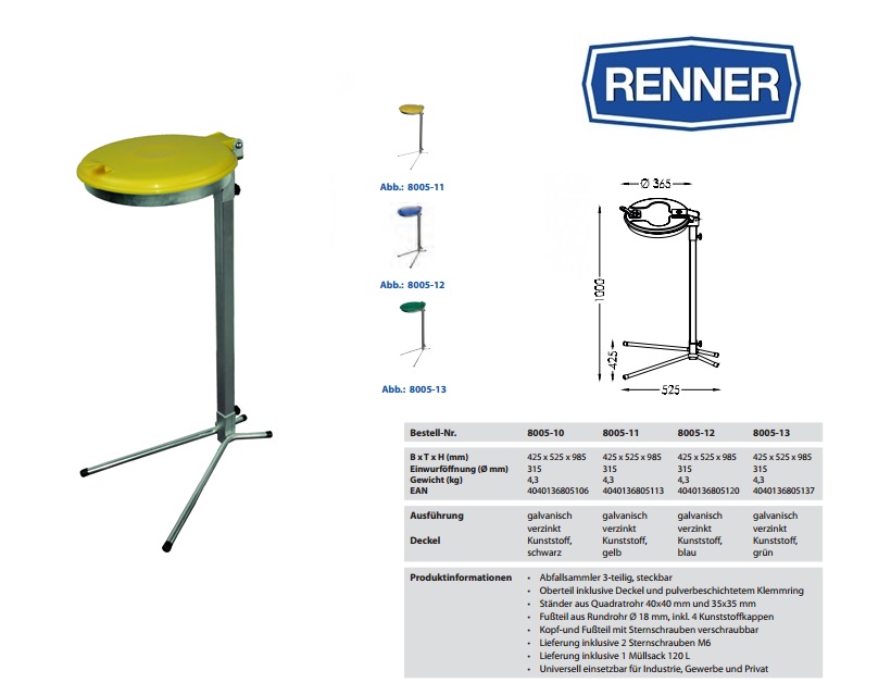 Afvalzakhouder met Steunframe 70-120 l Geel