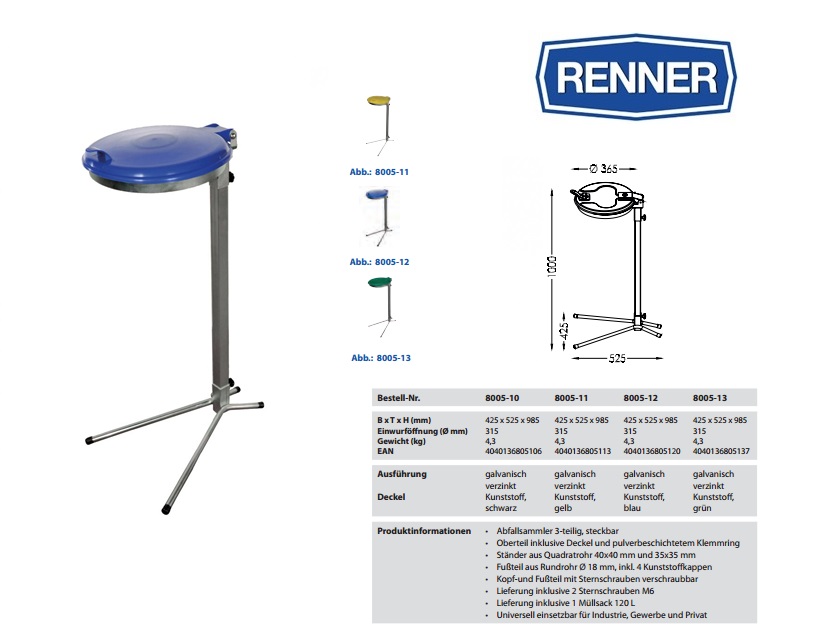 Afvalzakhouder met Steunframe 70-120 l Blauw