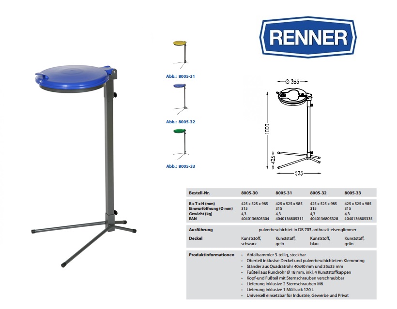 Afvalzakhouder met Steunframe  70-120 l Geel | DKMTools - DKM Tools