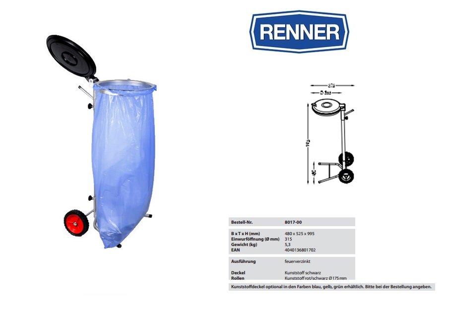 Verrijdbare afvalzakstandaard 70-120 l | DKMTools - DKM Tools