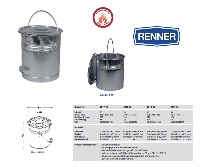 Vuilnisemmer met scharnierend deksel 20 l | DKMTools - DKM Tools