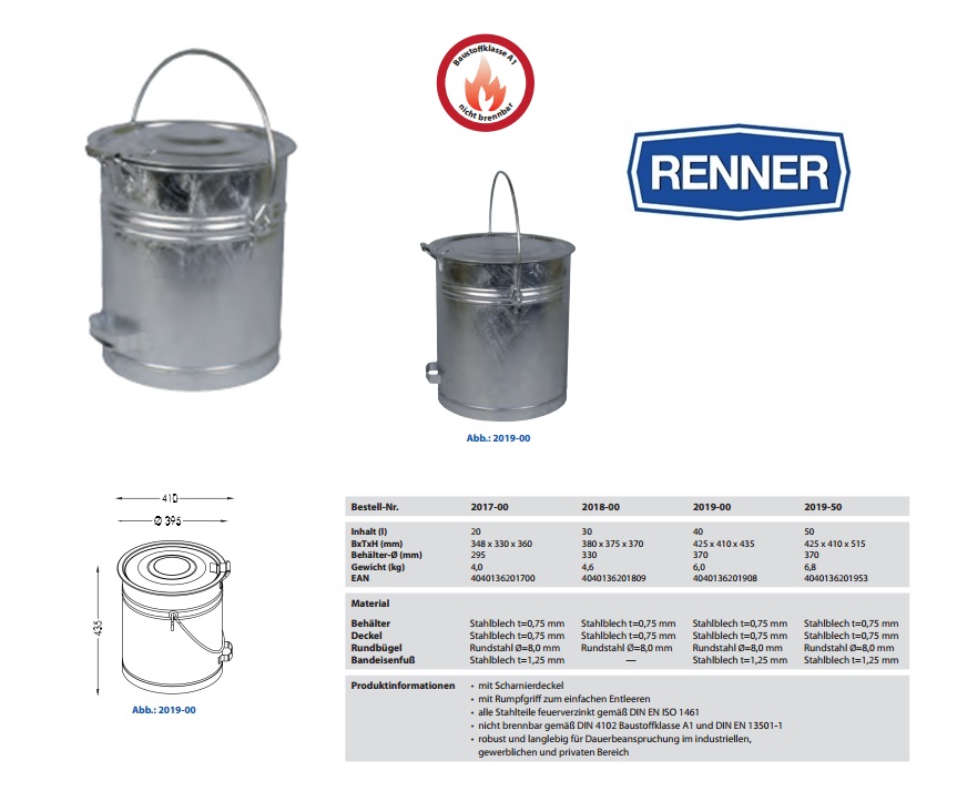 Vuilnisemmer met scharnierend deksel 20 l | DKMTools - DKM Tools