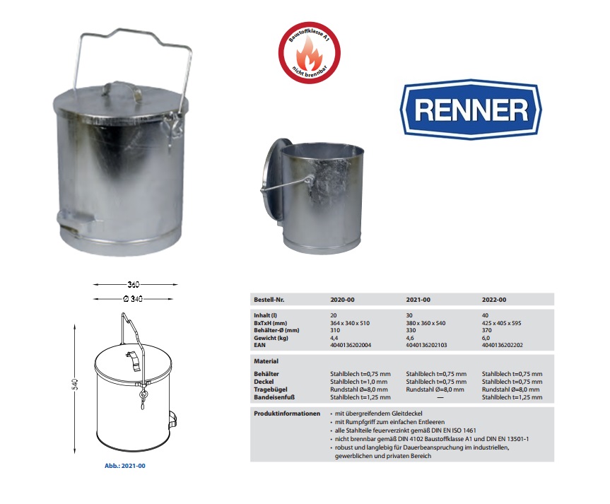 Vuilnisemmer met overlappende deksel 20 l | DKMTools - DKM Tools