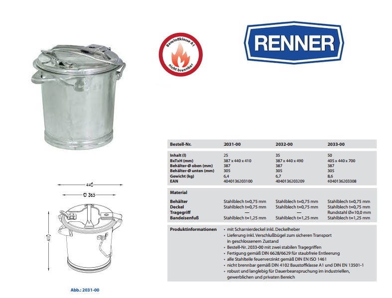 Vuilnisbak met beugelgreep 50 l | DKMTools - DKM Tools