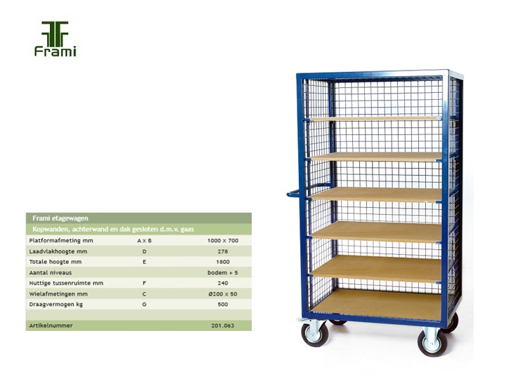 Etagewagen 1000x700mm Kop- en zijwanden open | DKMTools - DKM Tools