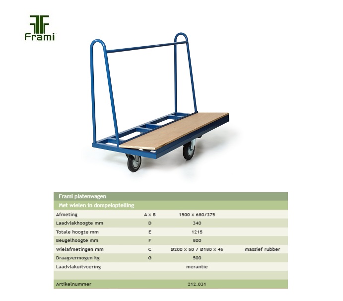 Platenwagen in dompeloptelling 1500x680mm