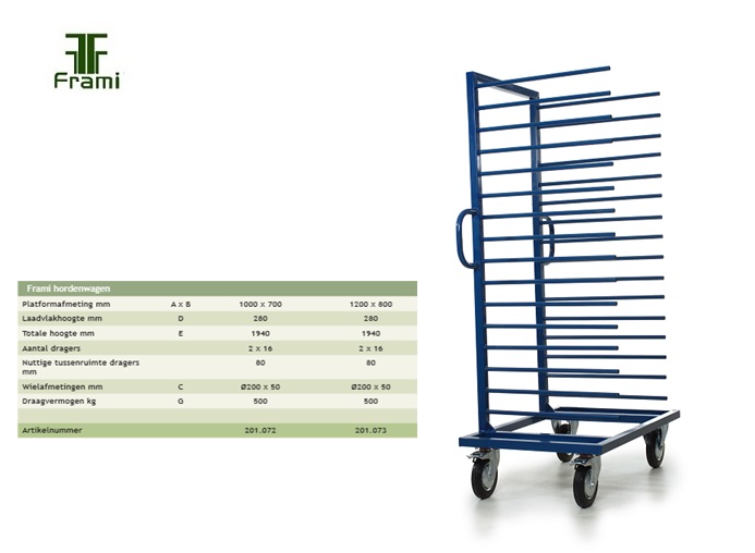 Enkelzijdige hordenwagen 1200x800mm | DKMTools - DKM Tools