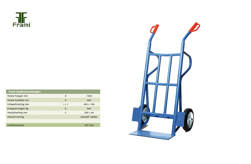 Staalbuissteekwagen 1200x690mm massief rubber