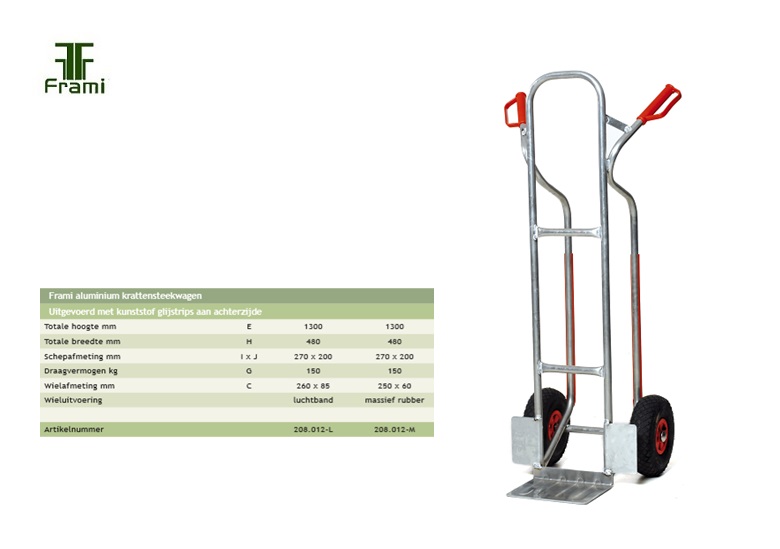 Aluminium krattensteekwagen 1300x500mm, massief rubber | DKMTools - DKM Tools