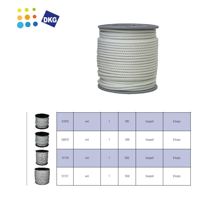 Gevlochten koord wit 6 mm 20 mtr Bundel | DKMTools - DKM Tools