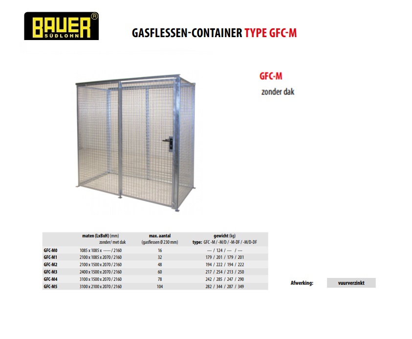 Gasflessen-container GFC-M1 vuurverzinkt