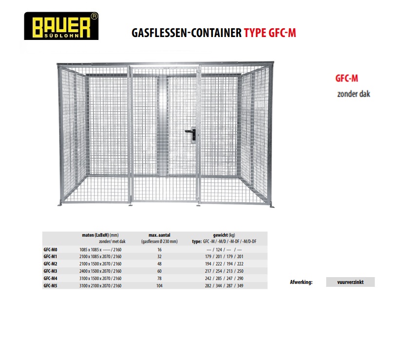 Gasflessen-container GFC-M2 vuurverzinkt