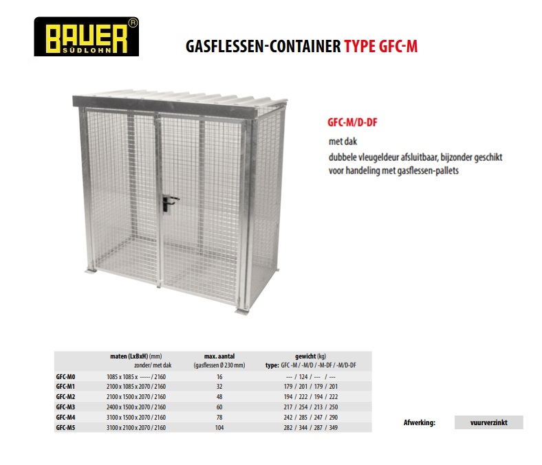 Gasflessen-container GFC-B M2 met scheidingswand RAL 9002 | DKMTools - DKM Tools