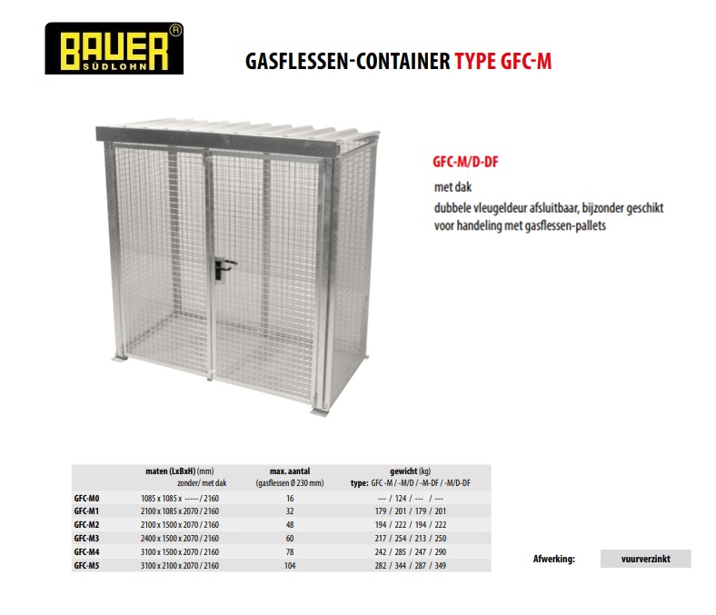 Gasflessen-container GFC-B M3 met scheidingswand RAL 3000 | DKMTools - DKM Tools