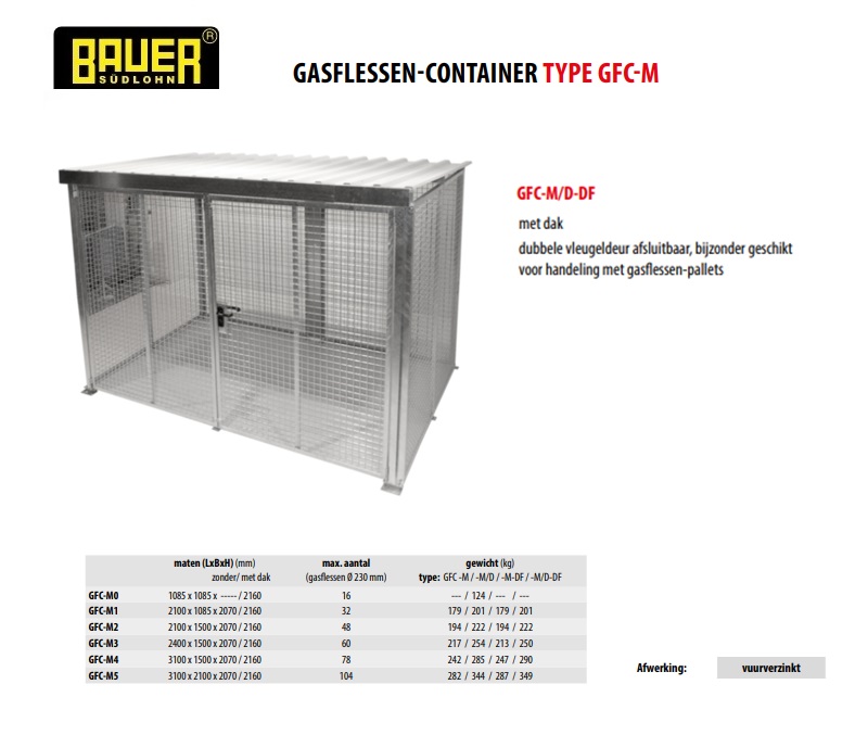 Gasflessen-container GFC-B M5 met scheidingswand RAL 6011 | DKMTools - DKM Tools
