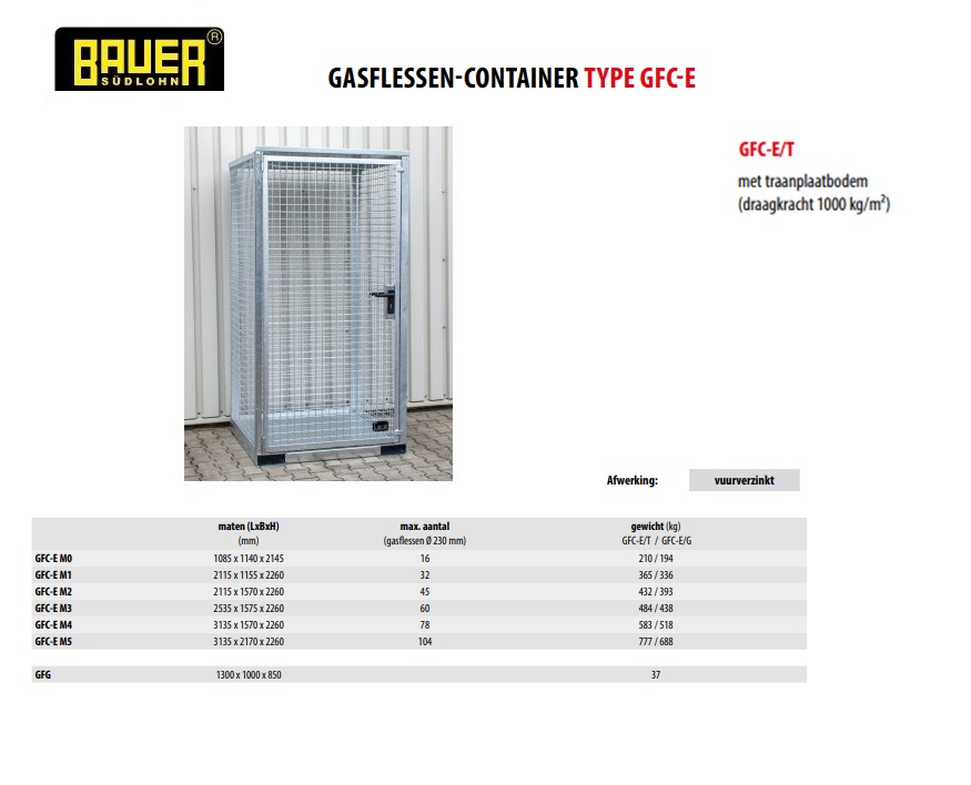 Gasflessen-container GFC-E/T M0 vuurverzinkt