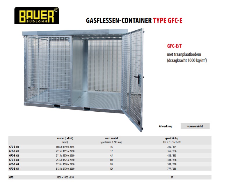 Gasflessen-container GFC-E/T M1 vuurverzinkt