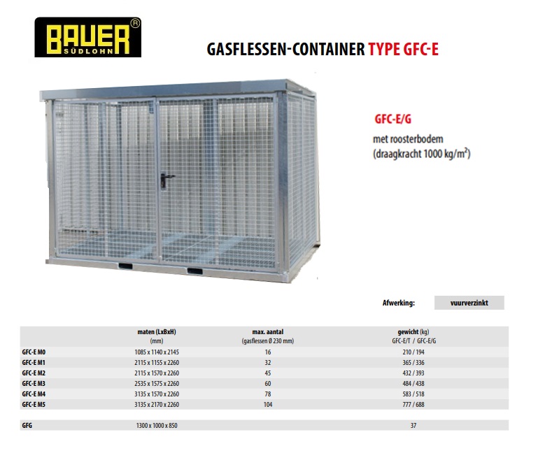 Gasflessen-container GFC-E/G M1 vuurverzinkt