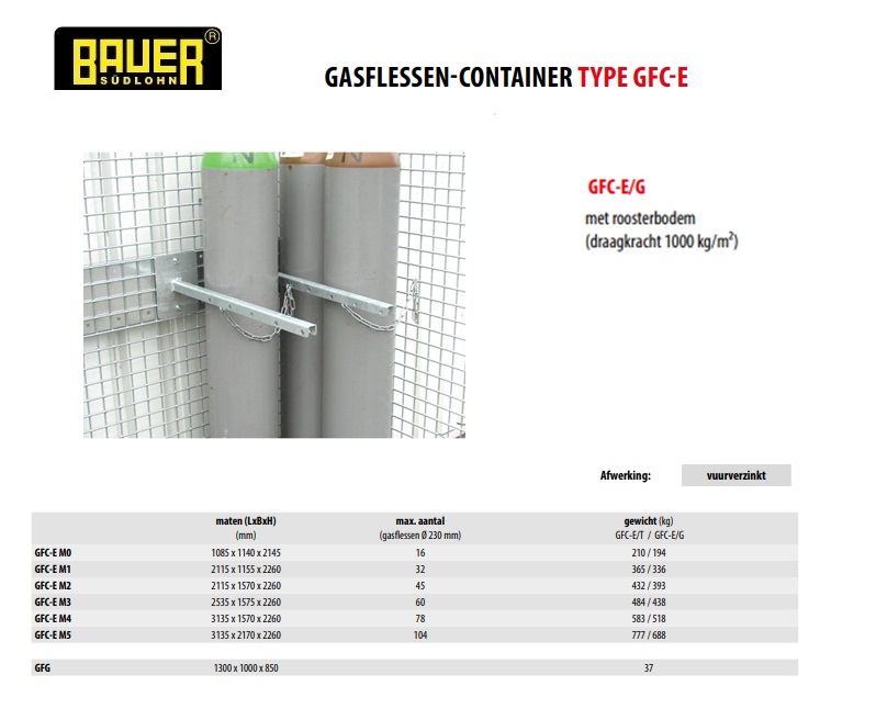 Gasflessenhouder voor Type Gasflessen-container GFC-E vuurverzinkt