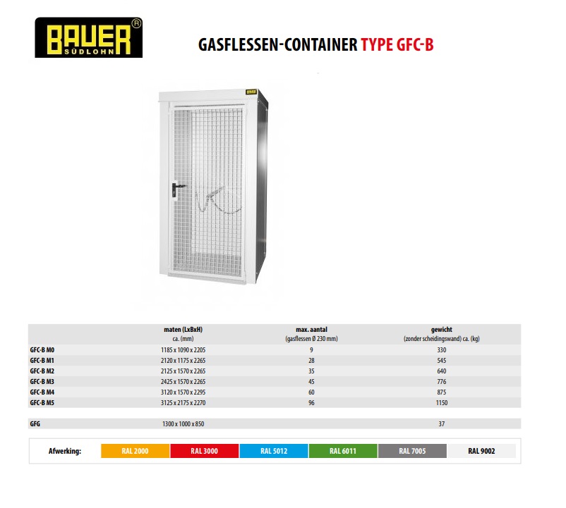 Gasflessen-container GFC-B M0 RAL 9002