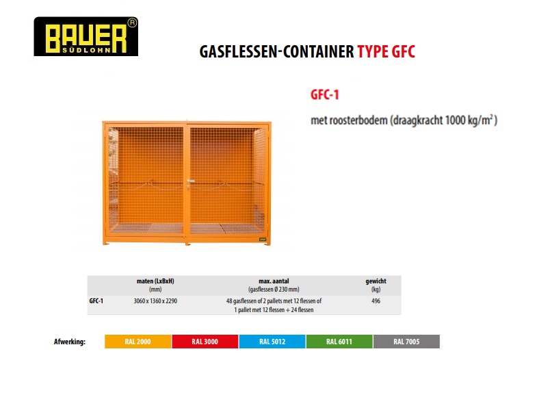 Gasflessen-container GFC-1 RAL 2000
