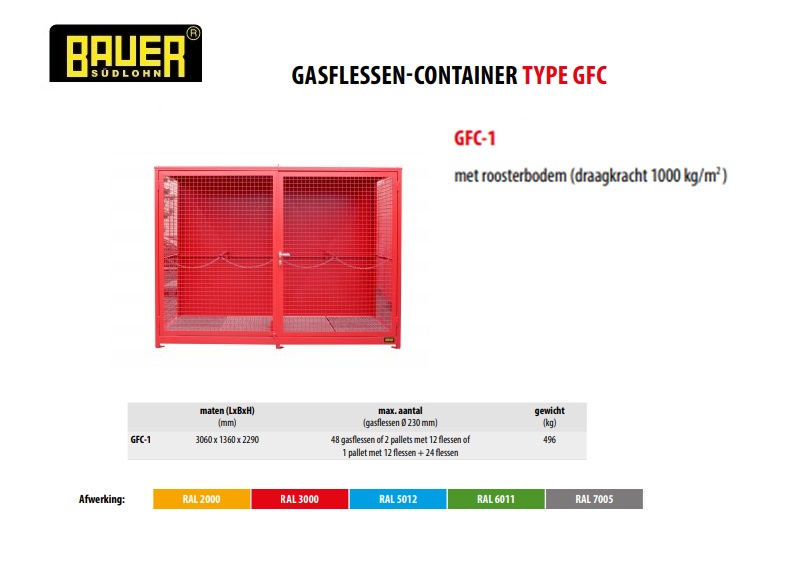 Gasflessen-container GFC-1 RAL 3000