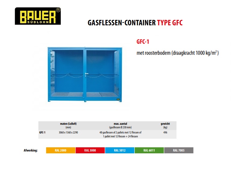Gasflessen-container GFC-1 RAL 5012