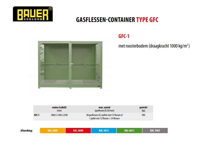 Gasflessen-container GFC-1 RAL 6011