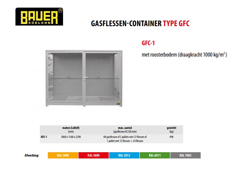 Gasflessen-container GFC-1 RAL 7005