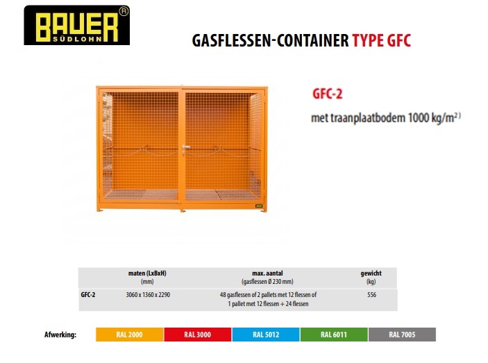 Gasflessen-container GFC-2 RAL 2000
