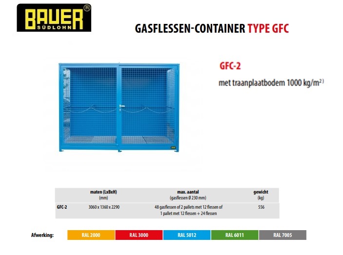 Gasflessen-container GFC-2 RAL 5012