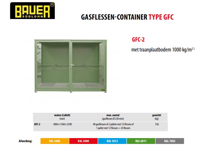 Gasflessen-container GFC-2 RAL 6011