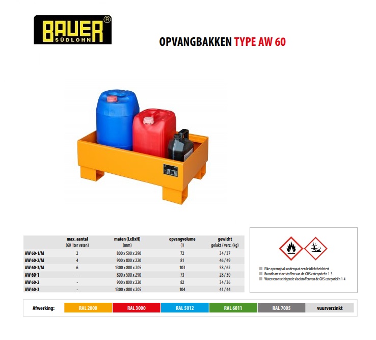 Opvangbak AW 60-1 RAL 3000 | DKMTools - DKM Tools