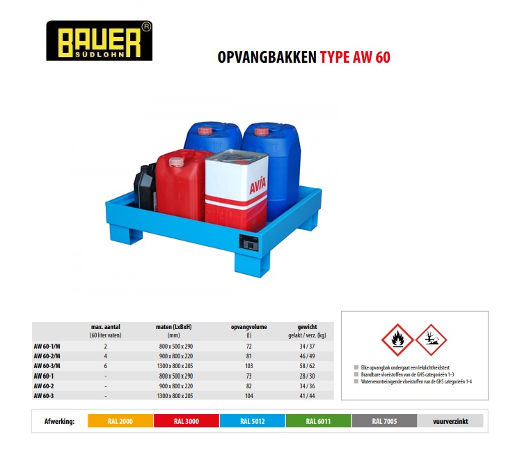 Opvangbak AW 60-2 RAL 2000 | DKMTools - DKM Tools