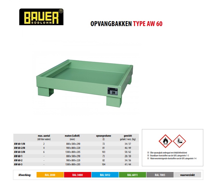 Opvangbak AW 60-2 RAL 5012 | DKMTools - DKM Tools