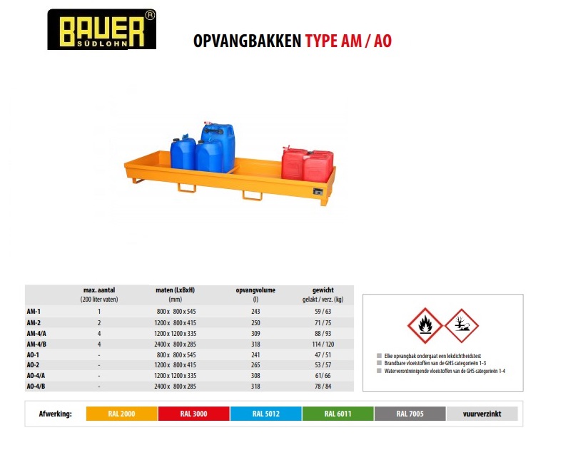 Opvangbak AO-4/B RAL 3000 | DKMTools - DKM Tools