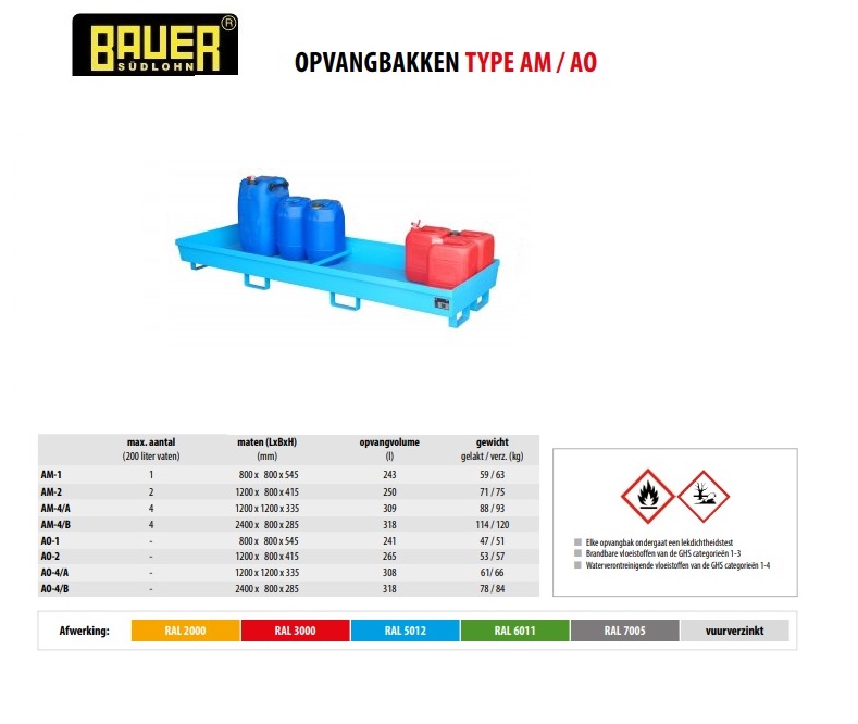 Opvangbak AO-4/B RAL 7005 | DKMTools - DKM Tools