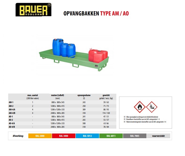 Opvangbak AO-4/B RAL 3000 | DKMTools - DKM Tools