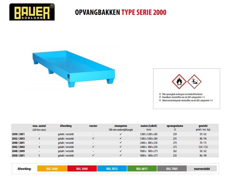 Opvangbak 2040/2041 RAL 2000 | DKMTools - DKM Tools