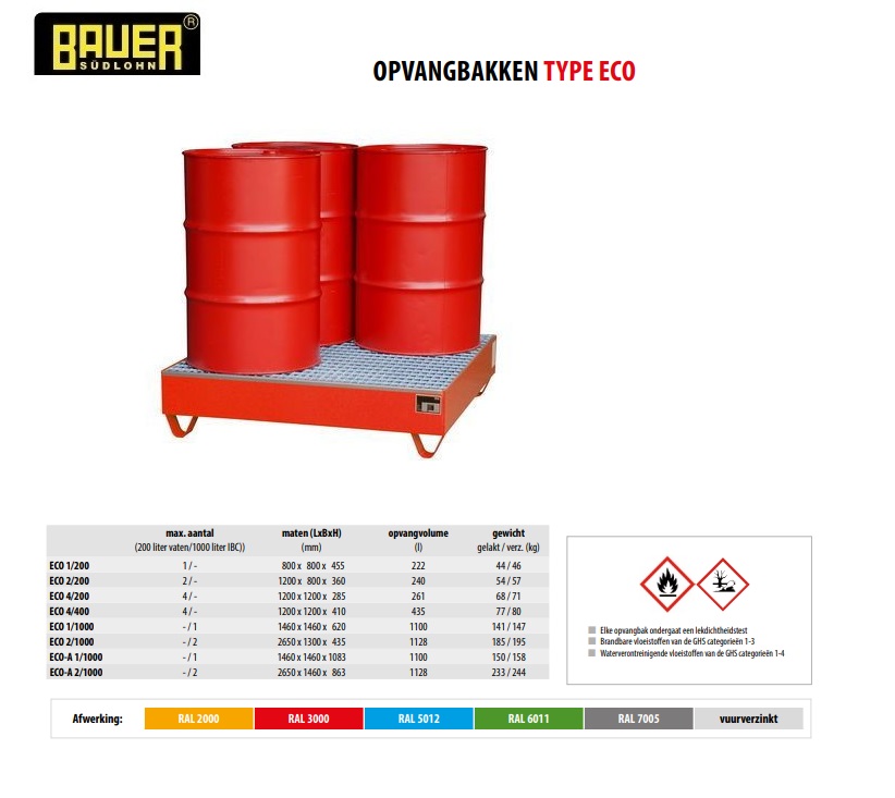 Opvangbak ECO 4/200 Ral 2000 | DKMTools - DKM Tools