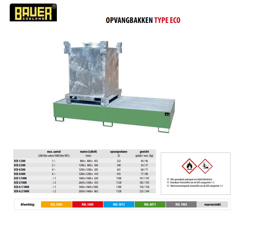 Opvangbak ECO 2/1000 Ral 3000 | DKMTools - DKM Tools