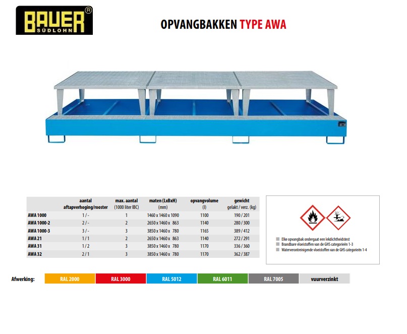 Opvangbak AWA 1000-3 RAL 7005 | DKMTools - DKM Tools