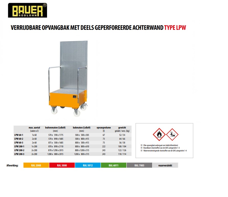 Verrijdbare opvangbak LPW 60-2 RAL 2000 | DKMTools - DKM Tools