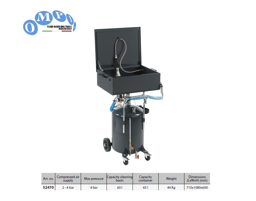 Pneumatische Onderdelenreiniger 65 ltr - 4 bar