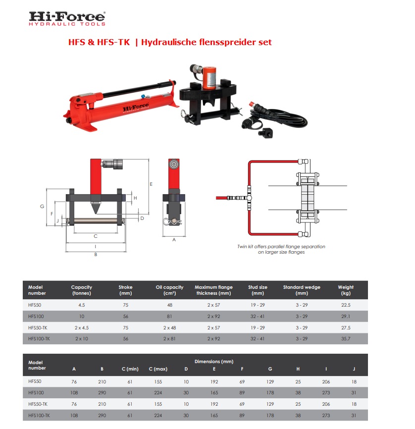 Hydraulische flensspreider HFS100H 32 - 41mm | DKMTools - DKM Tools