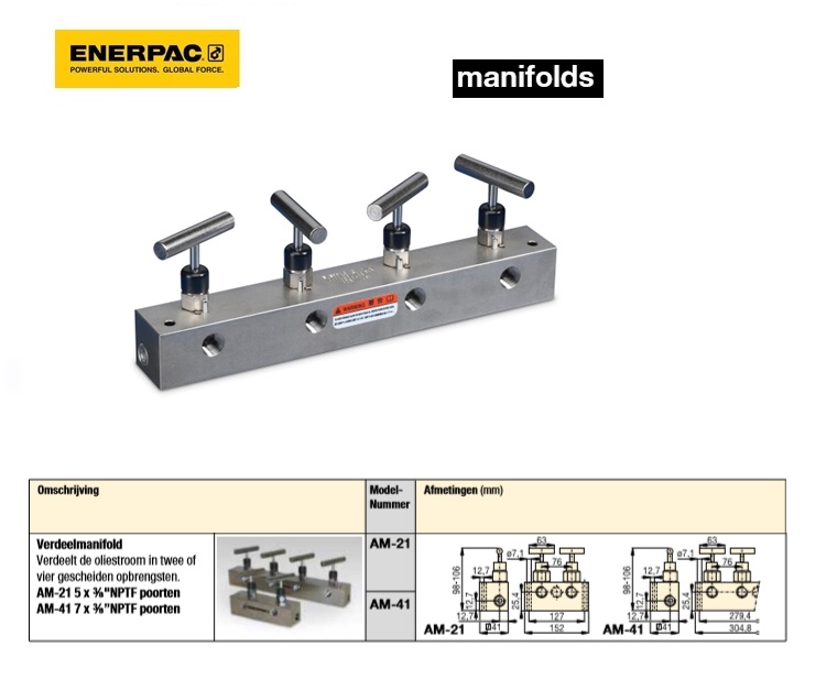 Verdeelmanifold AM-41 7 x 3/8”NPTF poorten